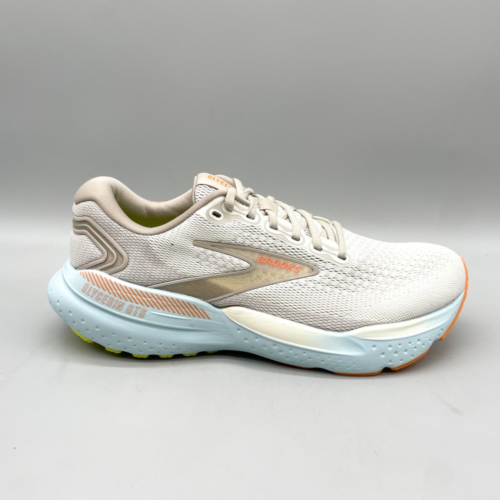 Brooks Womens 11.5 Glycerin GTS 21 Road Running Shoes White Coconut Mesh Gym